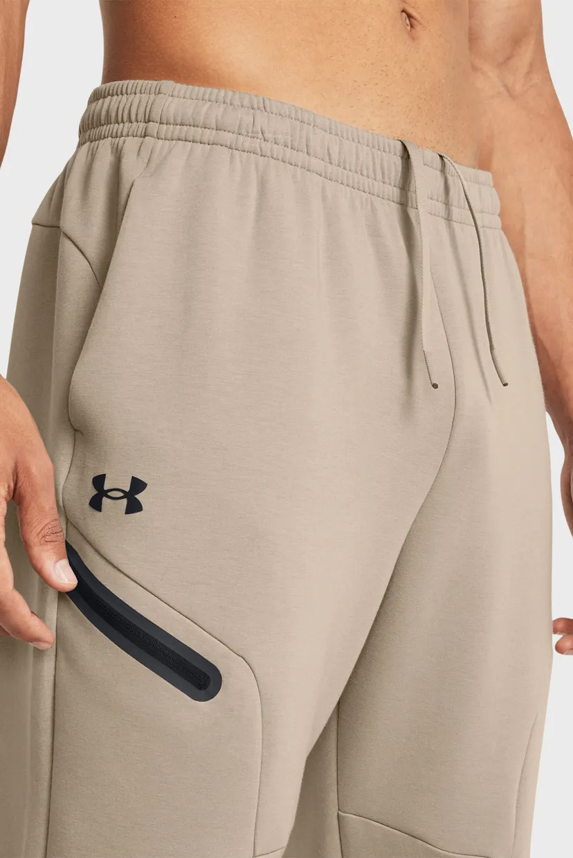 Чоловічі бежеві спортивні штани UA Unstoppable Flc Joggers 4