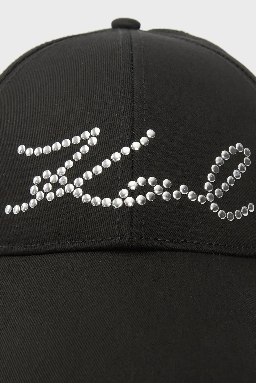 Женская черная кепка signature studs 4