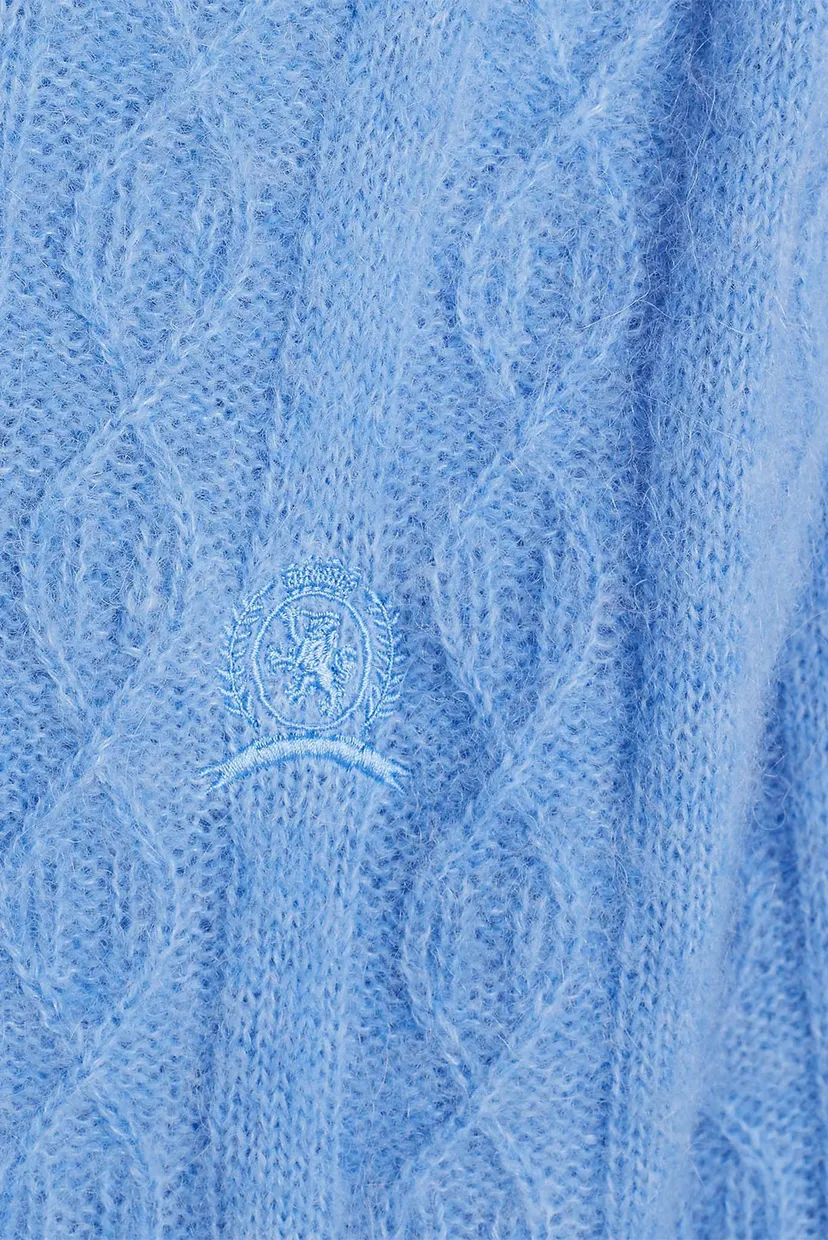 Женский голубой шерстяной джемпер THC PREPPY V-NECK CABLE 7