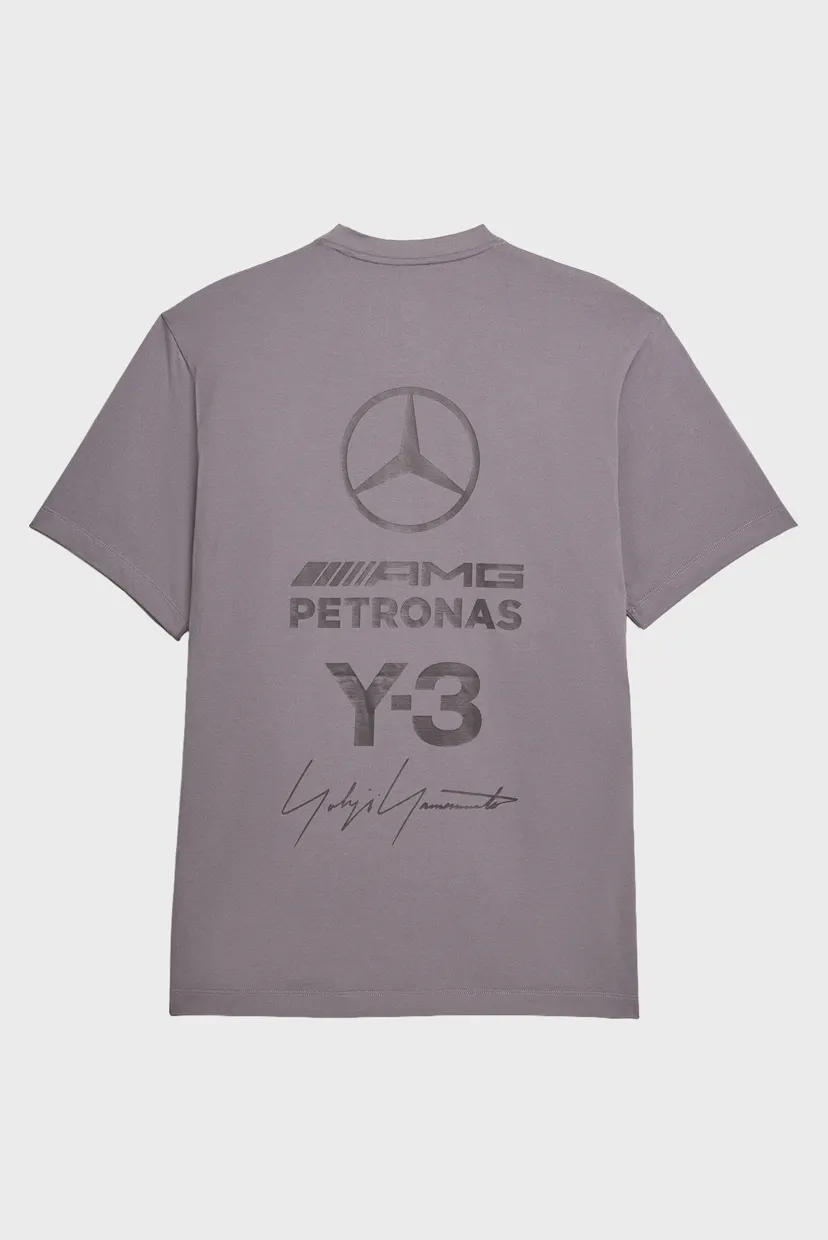 Серая футболка Y-3 MERCEDES LOGO STACK SHORT SLEEVE (унисекс) 8