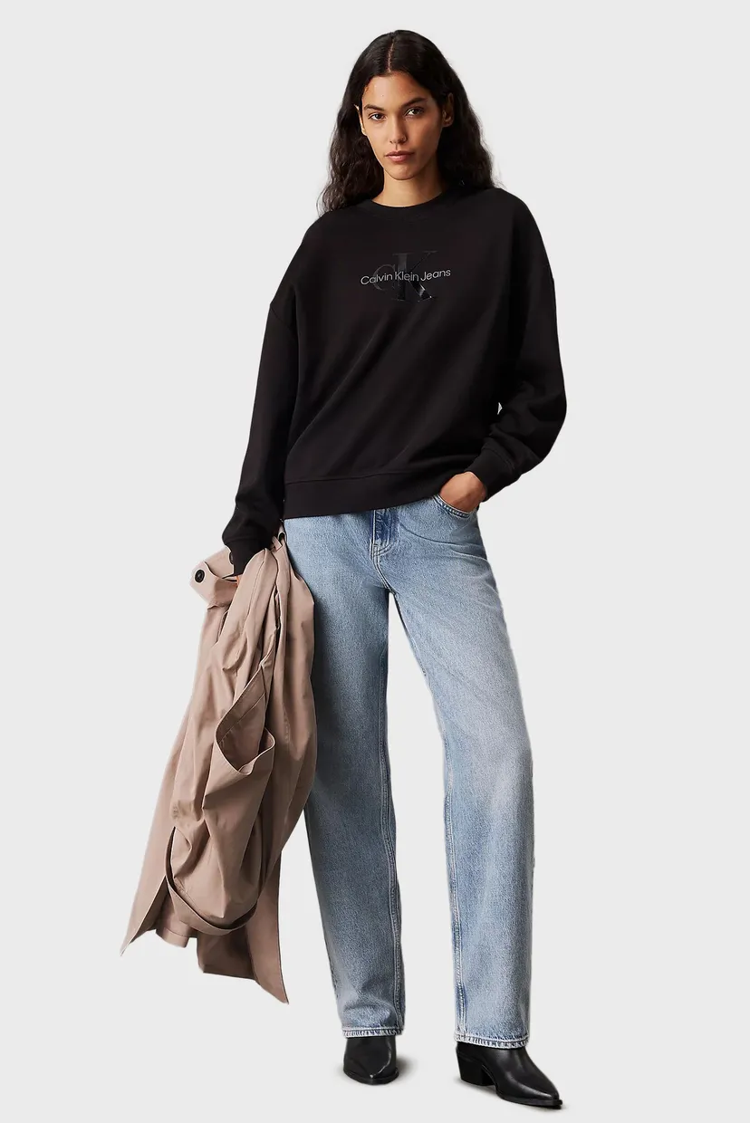 Женский черный свитшот GLOSSY MONOLOGO REGULAR CREWNECK 3