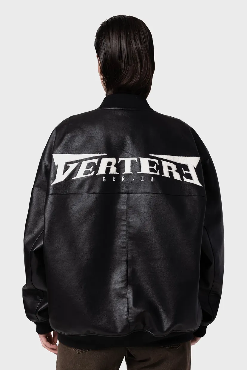 Черный бомбер FAUX LEATHER BOMBER JACKET (унисекс) Vertere Berlin