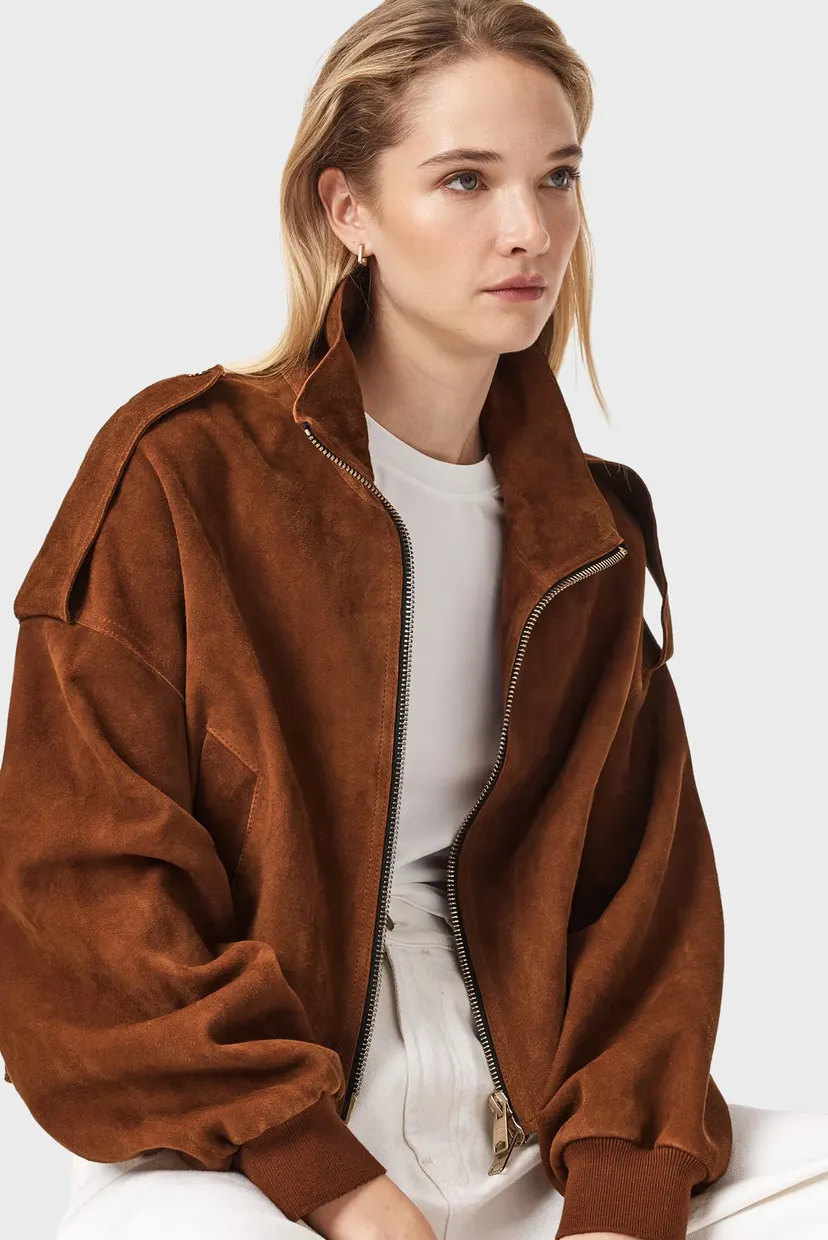 Жіноча коричнева замшева куртка LOWDEN AllSaints W024LE — MD-Fashion