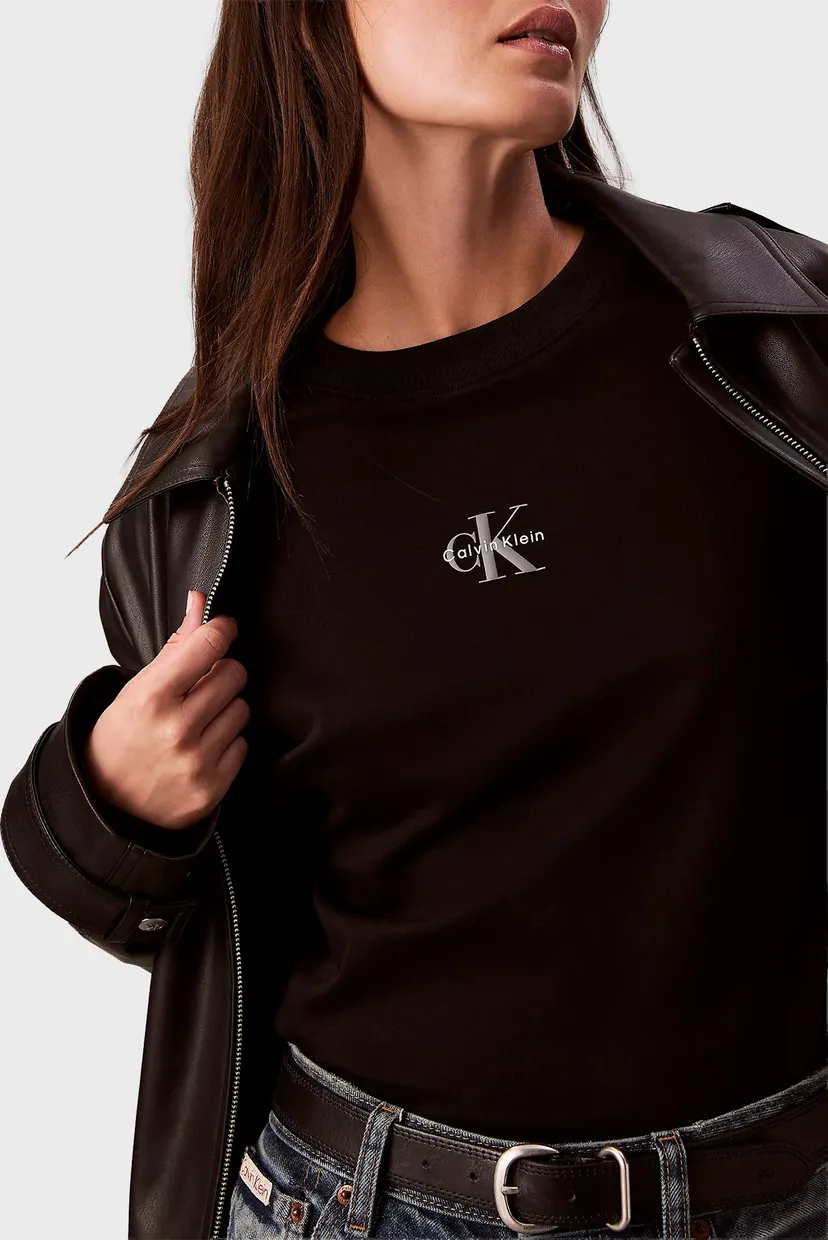 Жіночий чорний лонгслів MONOLOGO OVERSIZED CREW 5