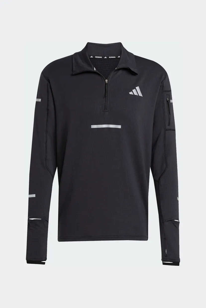 Чоловіча чорна спортивна кофта Adi365 Running CLIMAWARM+ Half-Zip 7