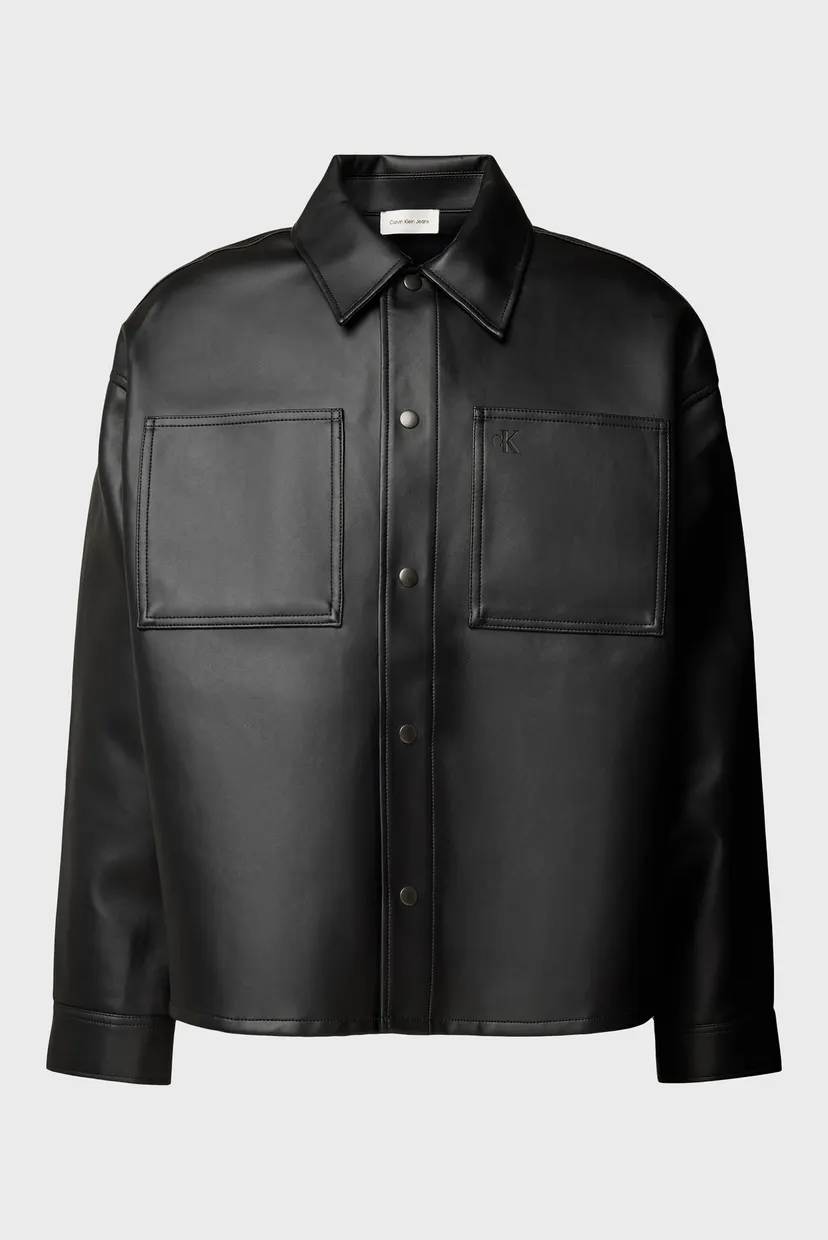 Чоловіча чорна сорочка FAUX LEATHER SHIRT 6