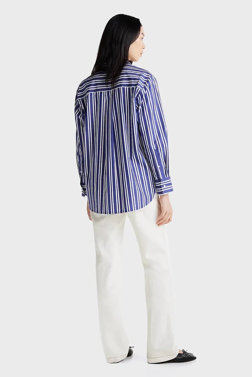 Женская синяя рубашка в полоску ESS POPLIN EASY FIT 3