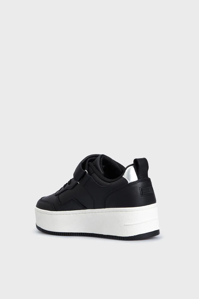 Жіночі чорні шкіряні кросівки TJW FLATFORM VELCRO 5