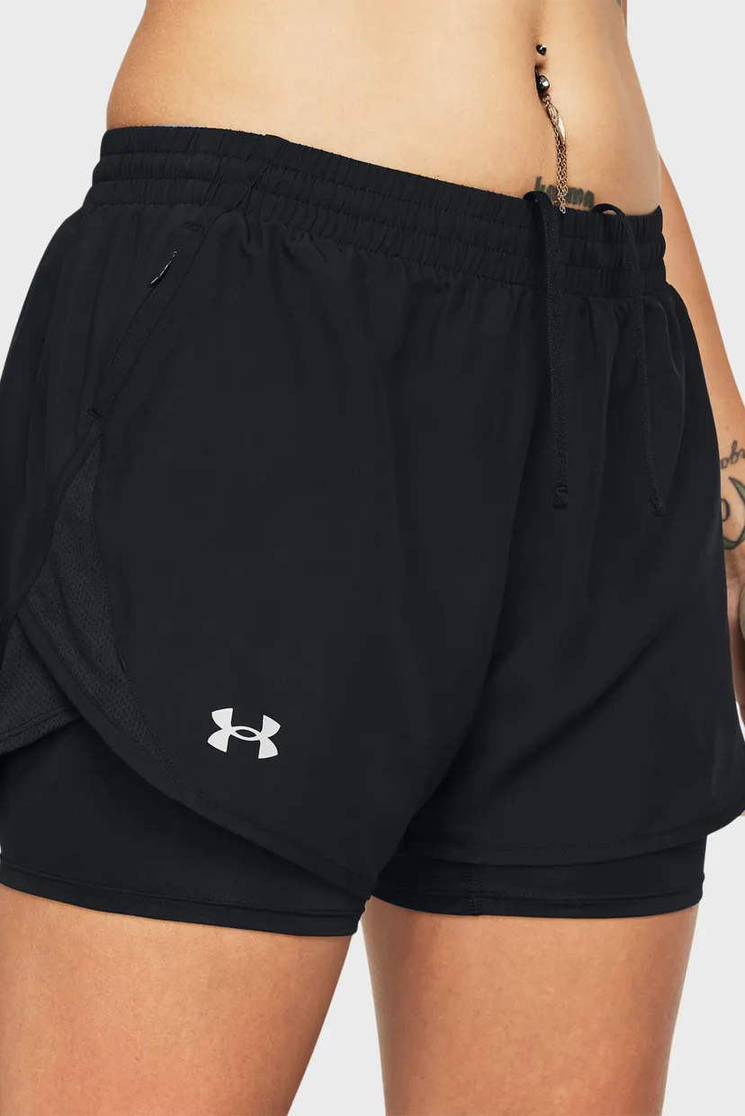 Женские черные шорты UA Fly By 2-in-1 Shorts 4