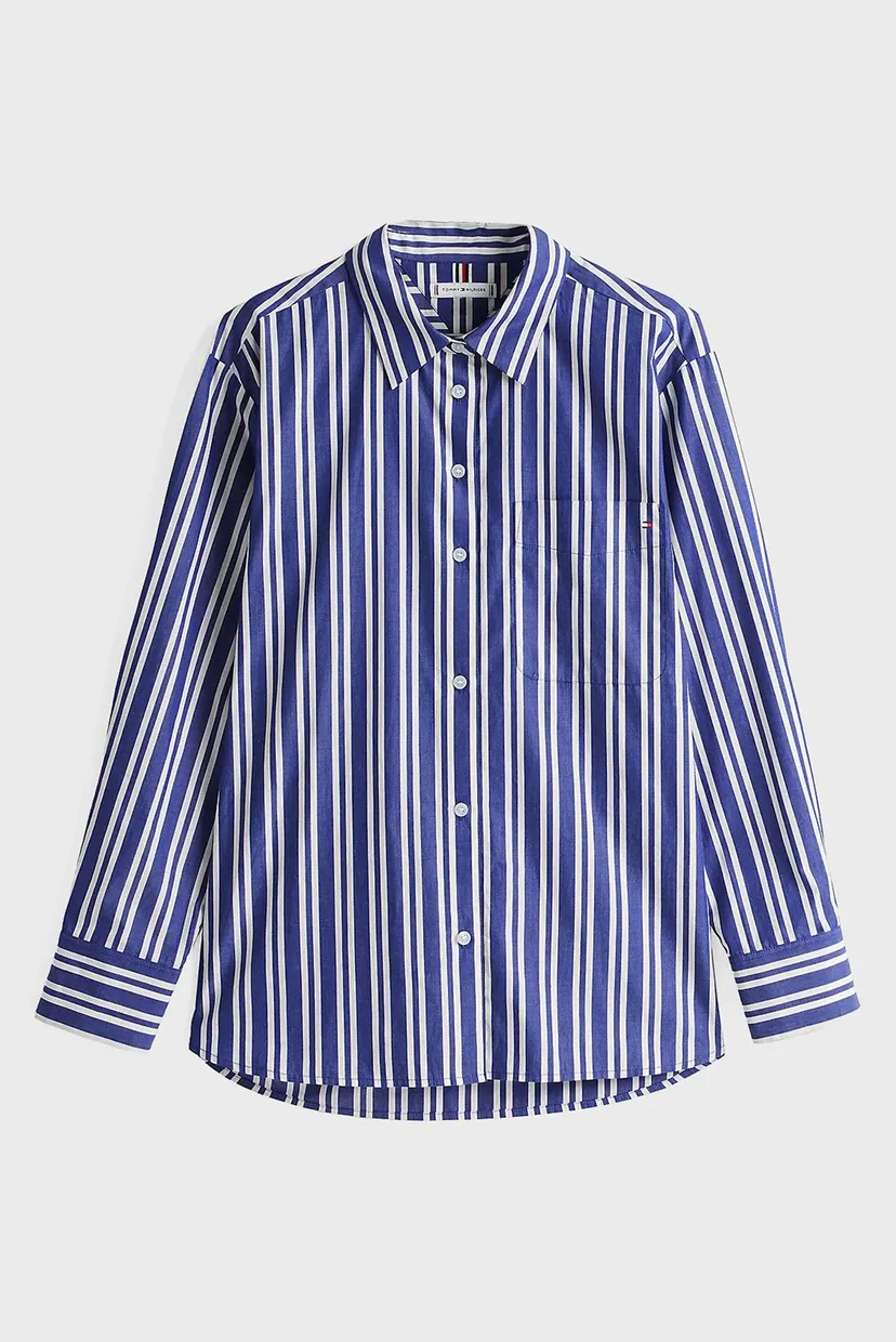 Женская синяя рубашка в полоску ESS POPLIN EASY FIT 5