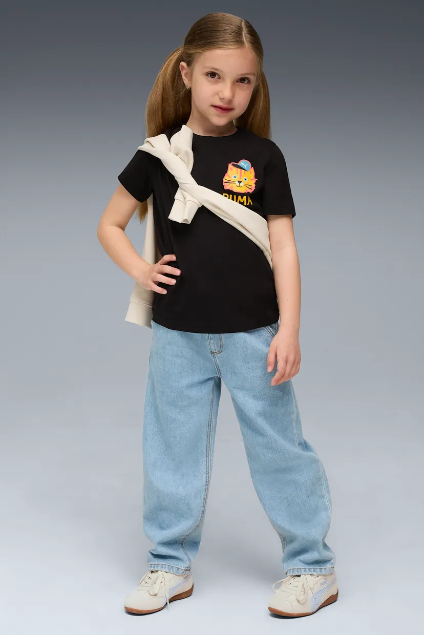 Дитяча чорна футболка Moody Cat Graphic Tee I Kids 3