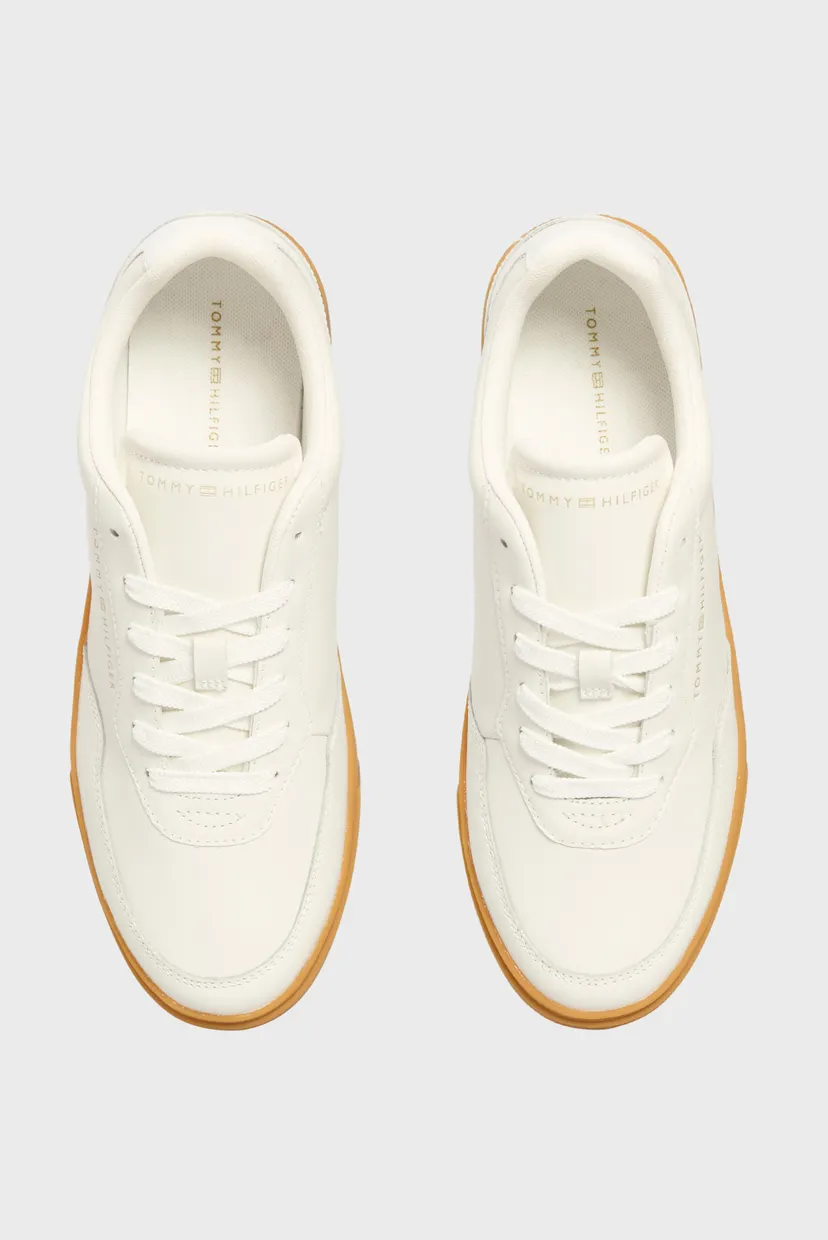 Женские белые кожаные сникерсы CASUAL CUPSOLE 4