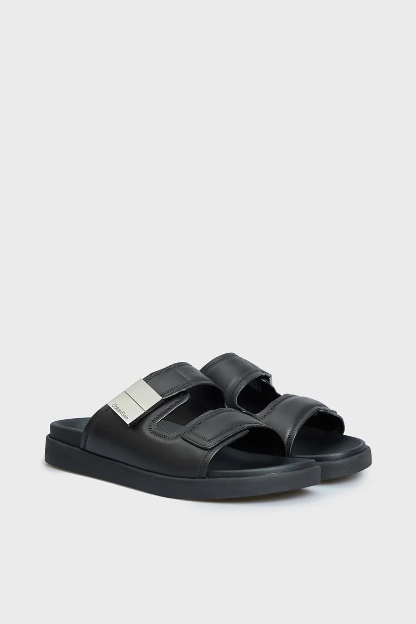 Мужские черные кожаные слайдеры DOUBLE STRAP SANDAL 3