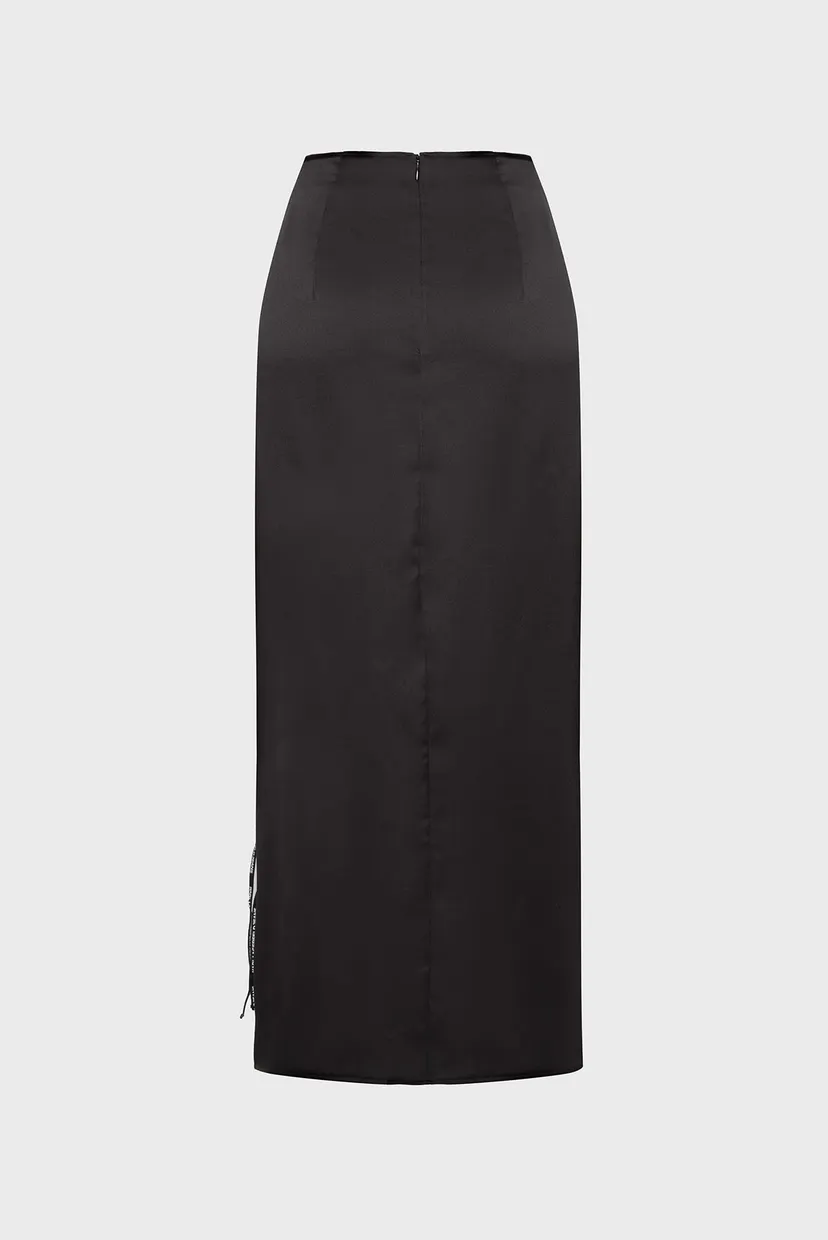 Жіноча чорна спідниця KLJ SATIN MAXI 4