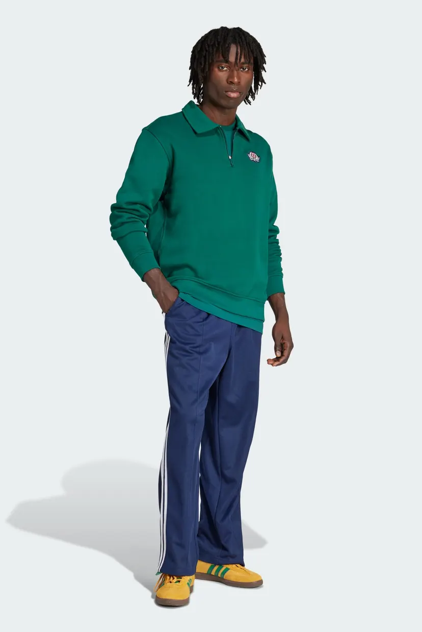 Мужское зеленое поло Varsity Loose Half-Zip adidas JX8171 — MD-Fashion