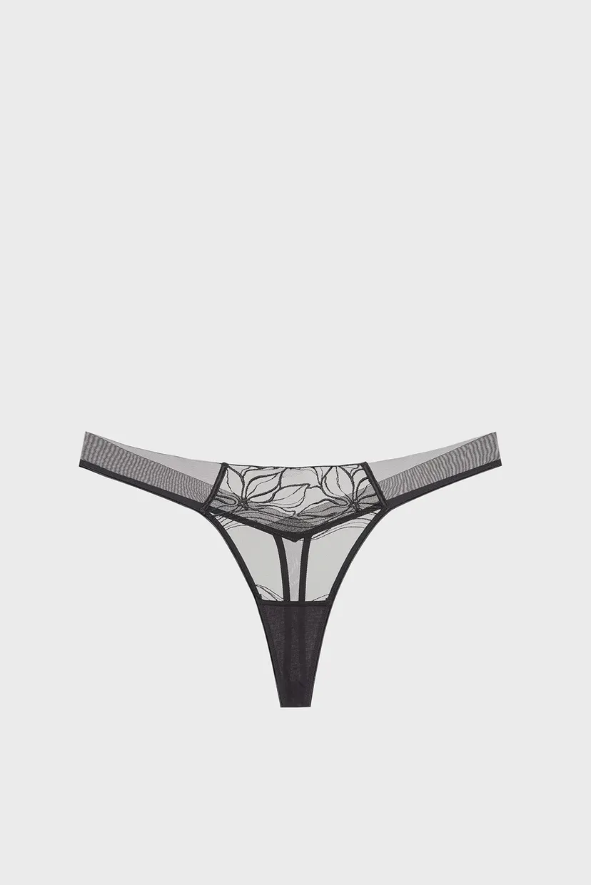 Женские черные трусики THONG 7