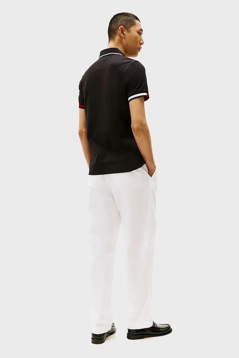 Чоловіче чорне поло FLAG CUFF SLIM FIT 3