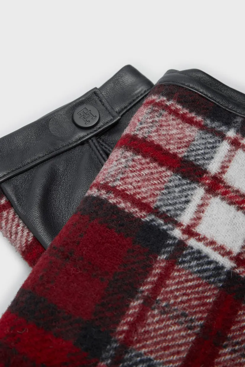 Женские кожаные перчатки в клетку TOMMY CHECK LEATHER GLOVES 3