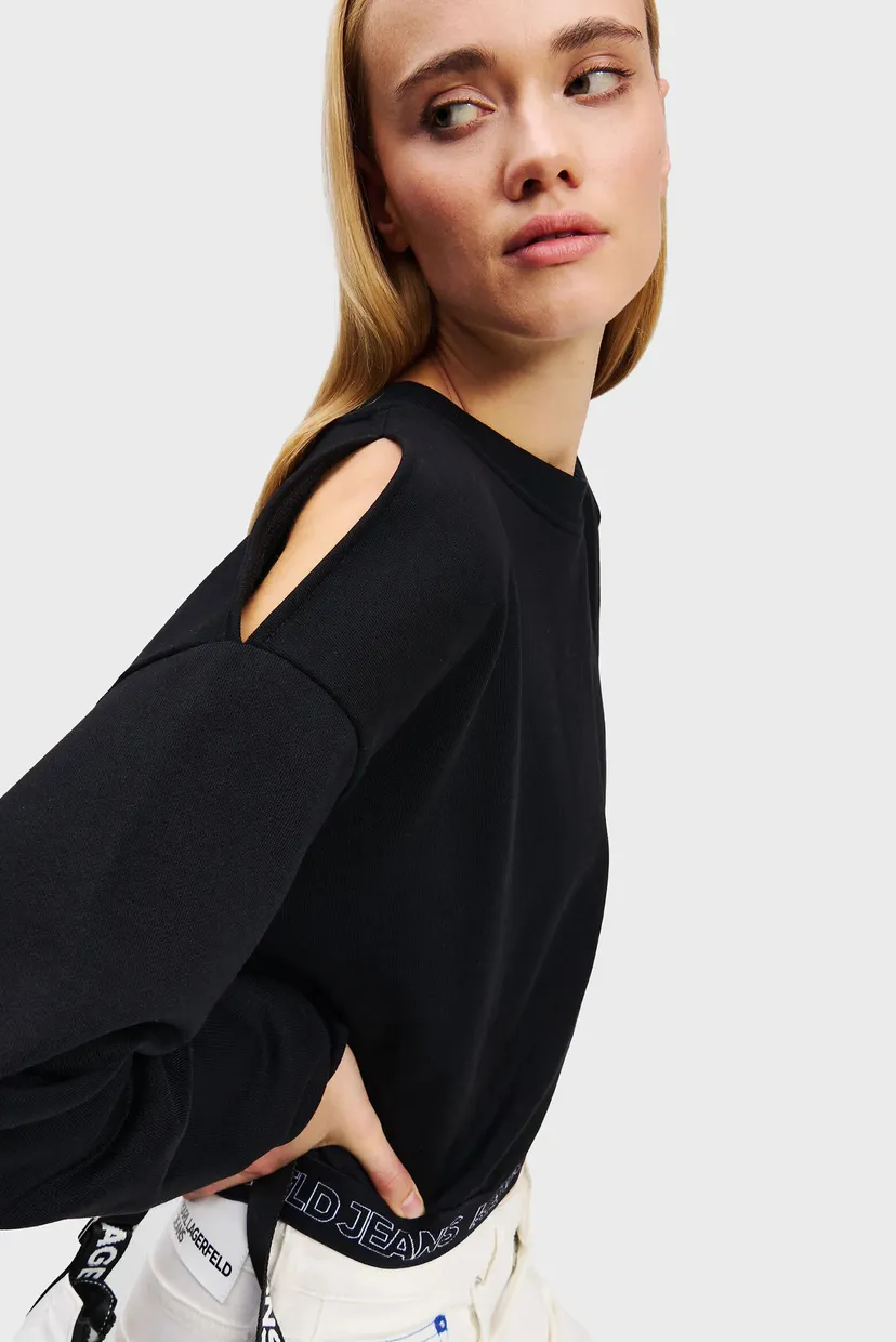 Женский черный свитшот reg open shoulder 4