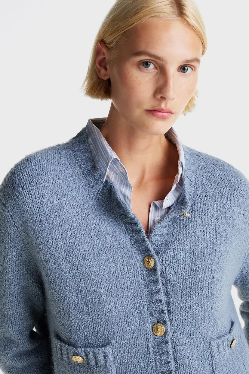 Жіночий синій кардиган TEXTURED GOLD BUTTON LADY JACKET 4