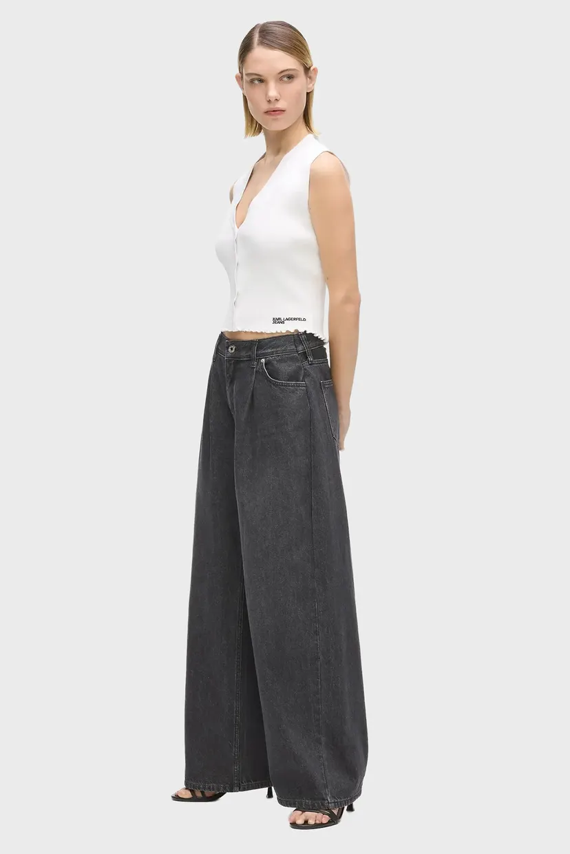 Женские черные джинсы wide leg 3