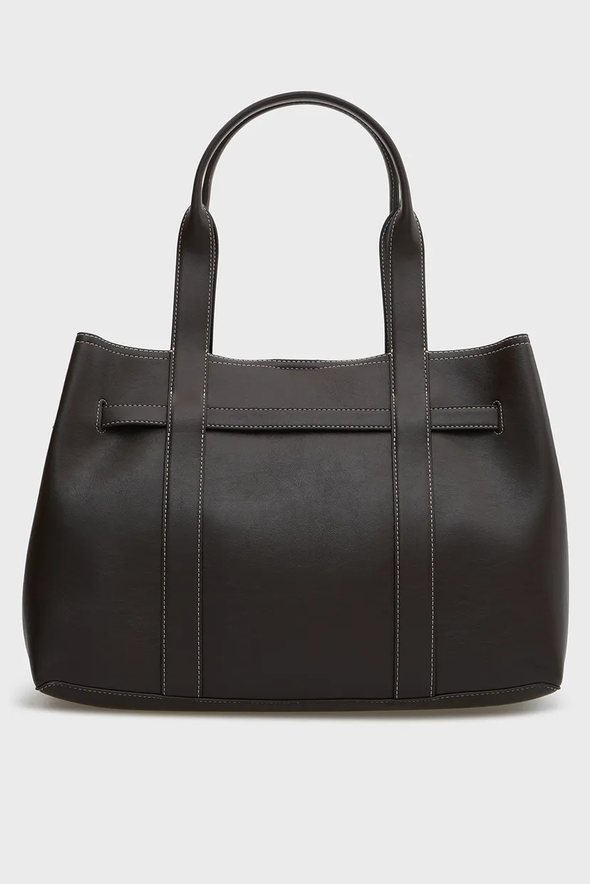 Жіноча темно-коричнева сумка BUCKLE MEDIUM WORK TOTE 4