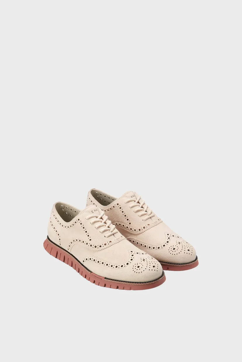 Мужские бежевые замшевые броги ZERØGRAND Remastered Wingtip Oxford 5