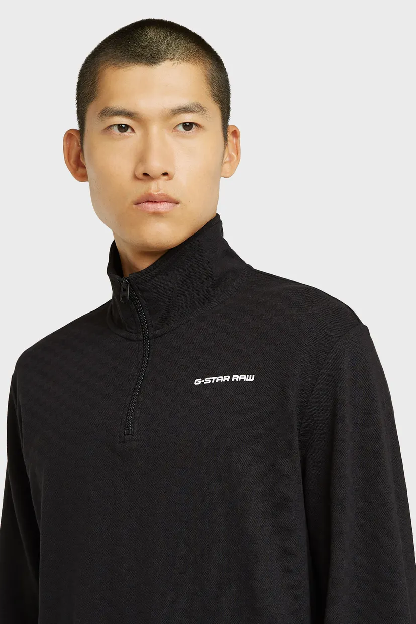 Мужской черный лонгслив Checquard tweeter half zip 4