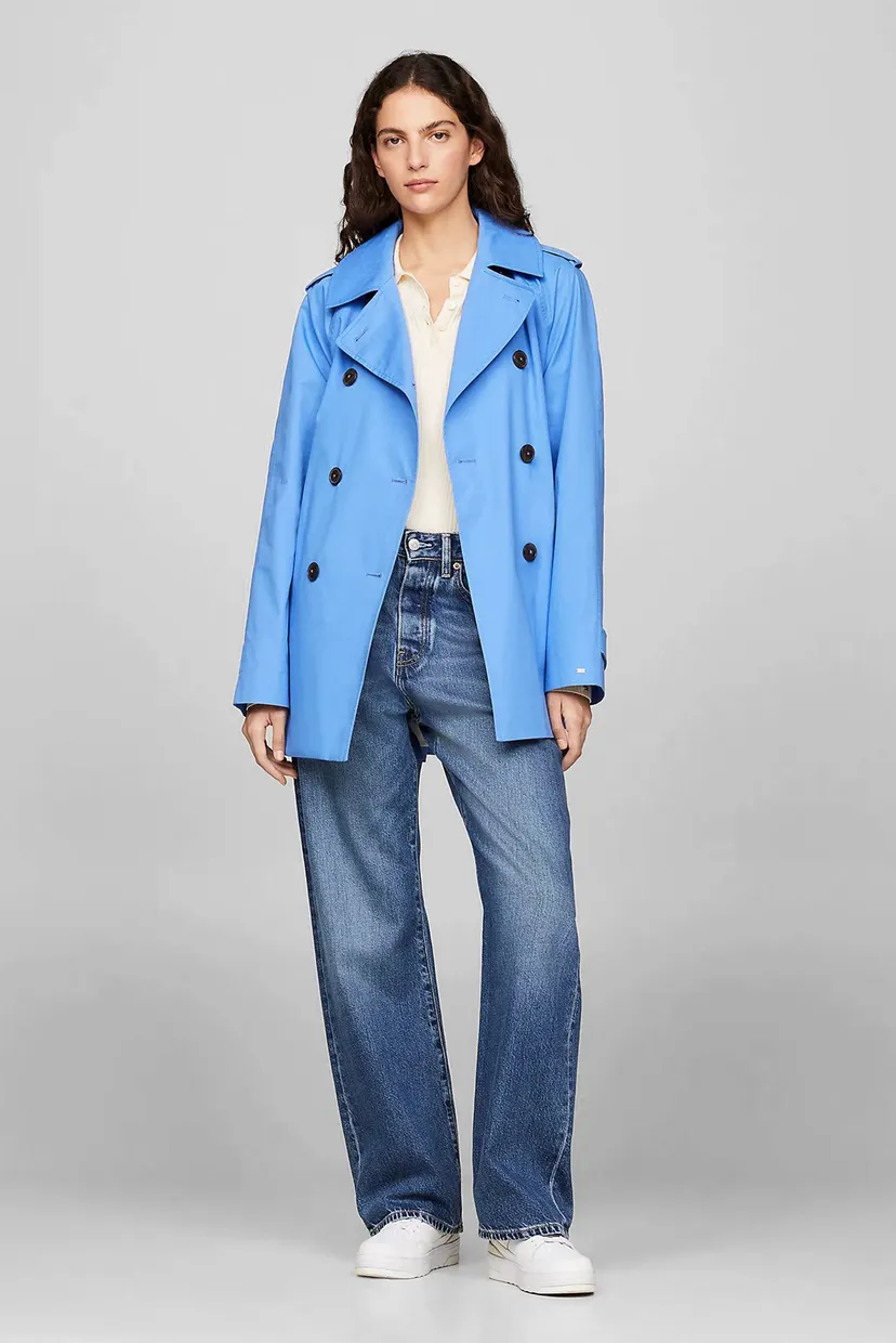 Женский голубой тренч COTTON SHORT TRENCH 3