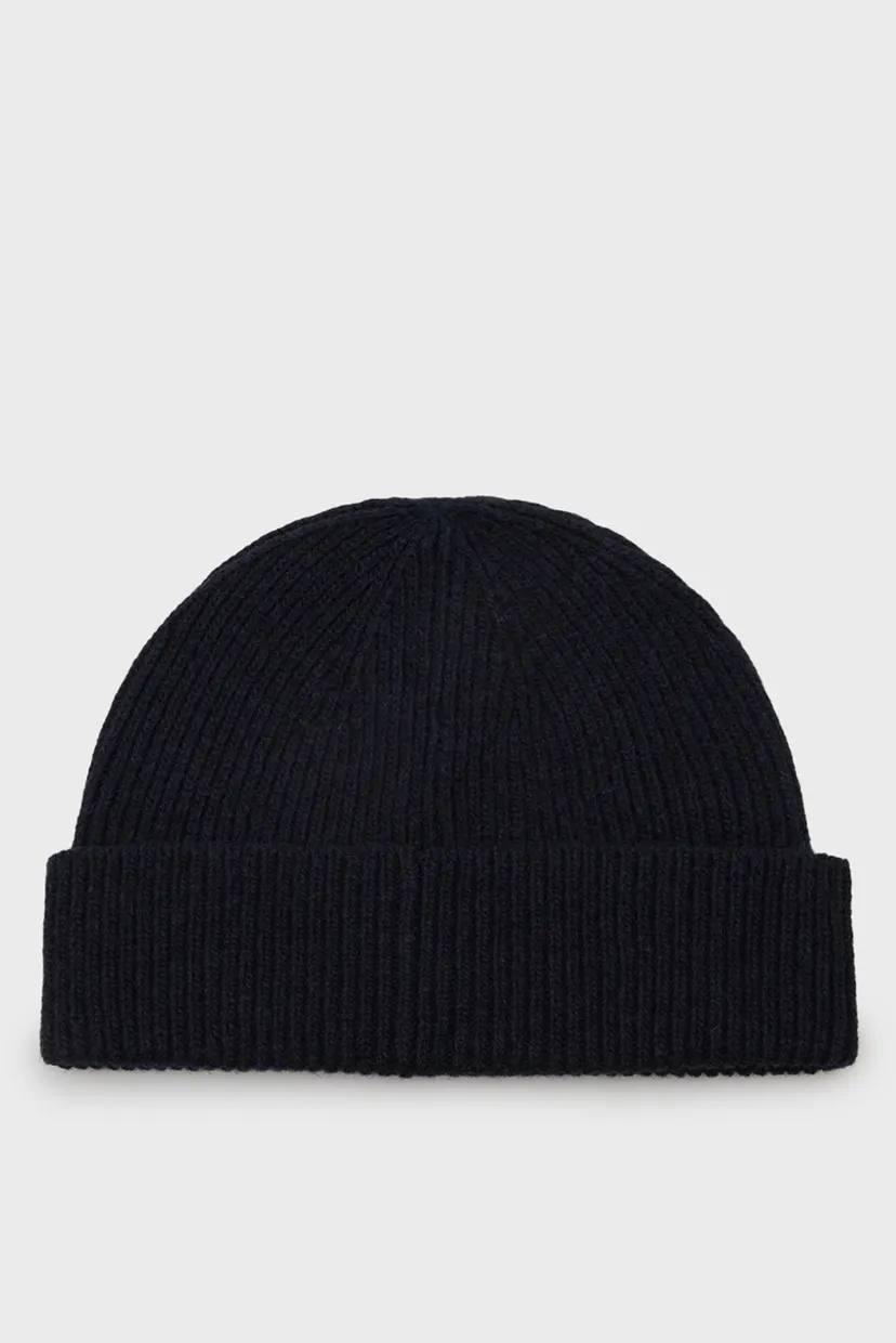 Мужская темно-синяя шерстяная  шапка WOOL KNITTED BEANIE 3