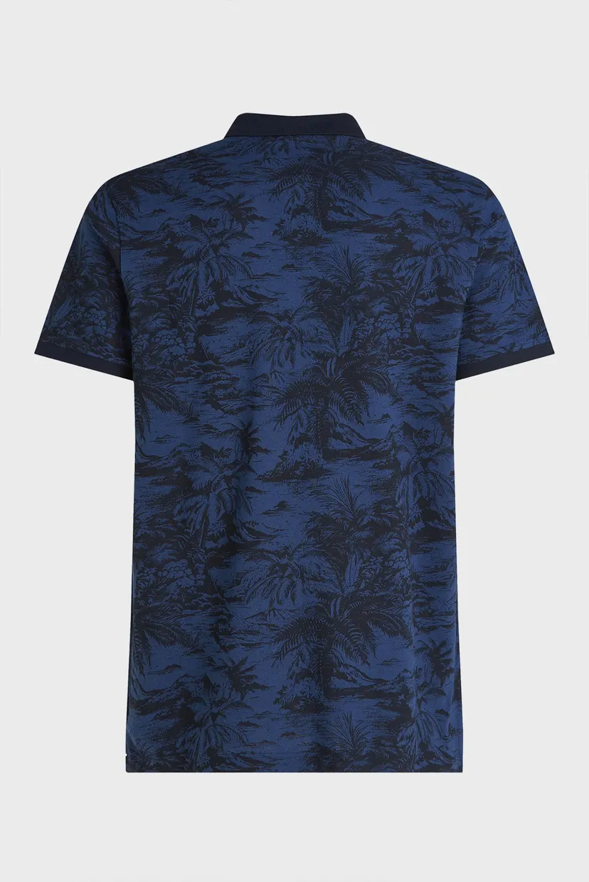 Мужское темно-синее поло с узором ALL OVER PRINT LINEN 6
