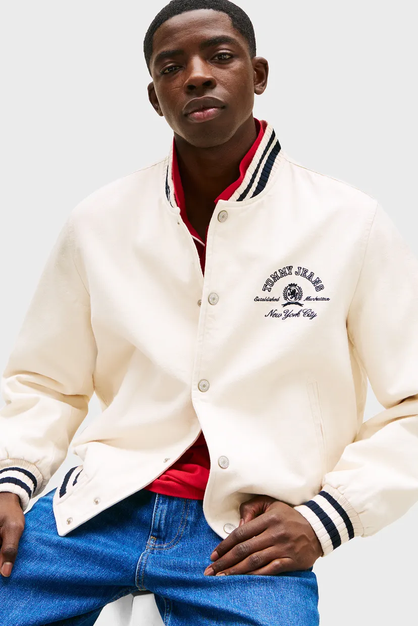 Мужской белый бомбер VARSITY 4