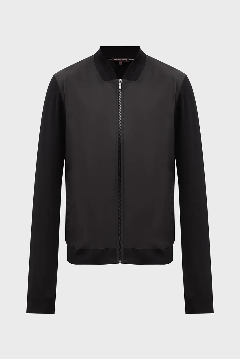 Мужской черный бомбер MIXED MEDIA FULL ZIP 3