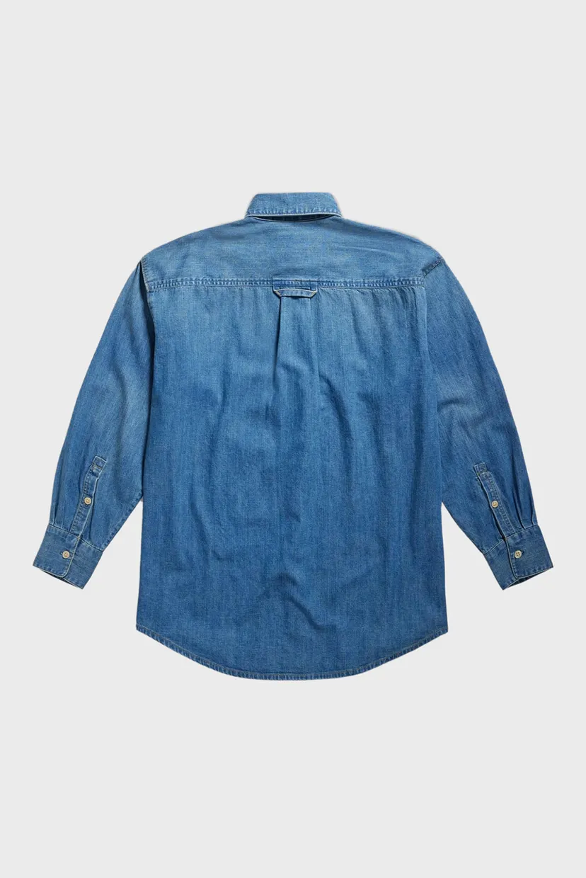 Женская синяя джинсовая рубашка Relaxed denim shirt pocketless 5
