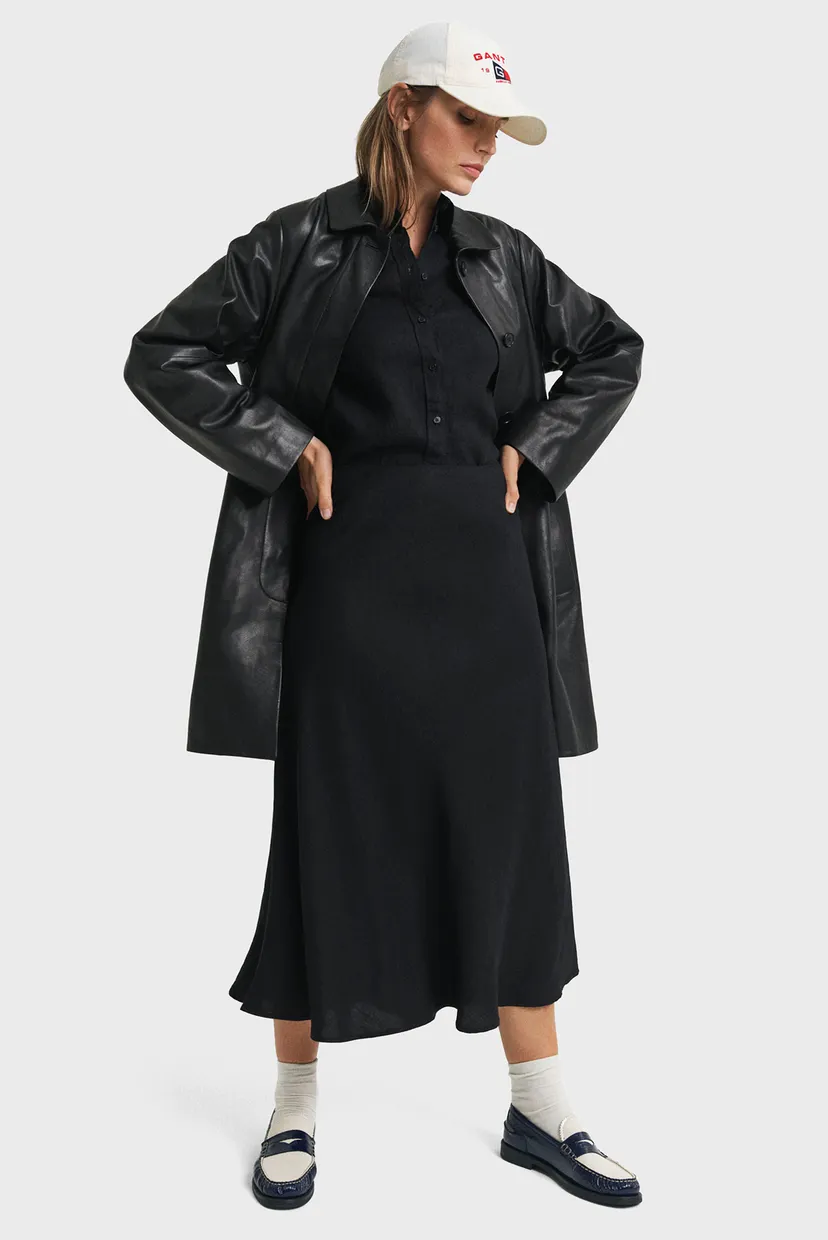 Жіноча чорна лляна спідниця LINEN BLEND SKIRT 4