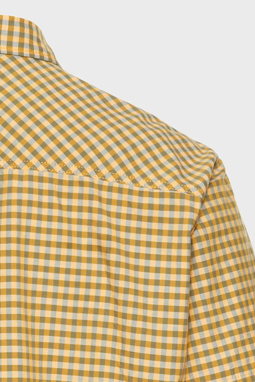 Мужская желтая рубашка в клетку Shortsleeve 4