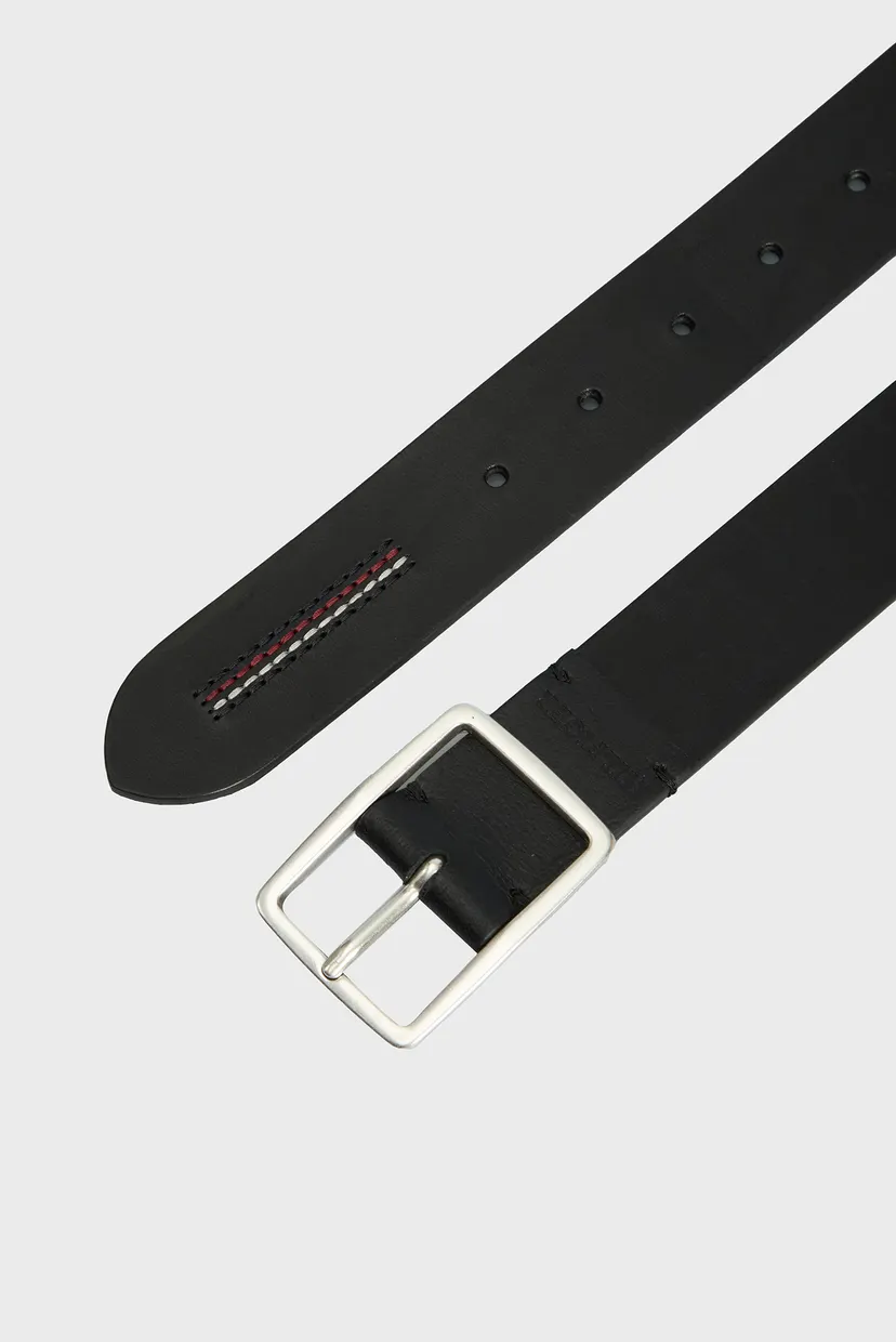 Чоловічий чорний шкіряний ремінь TH MONOTYPE JEANS BUCKLE 3.5 2