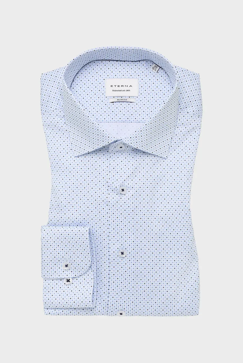 Мужская голубая рубашка с узором SLIM FIT 6