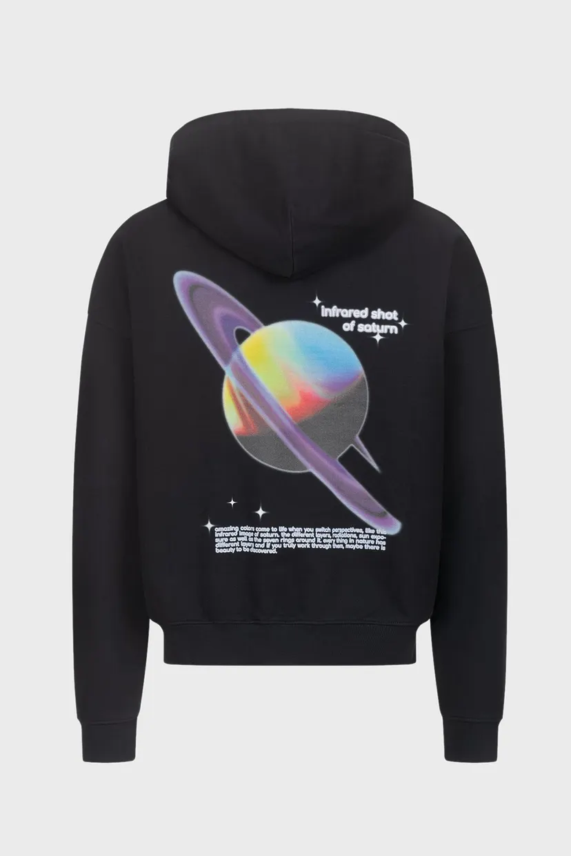 Чоловіче чорне худі Oversized Saturn H GOTS 7