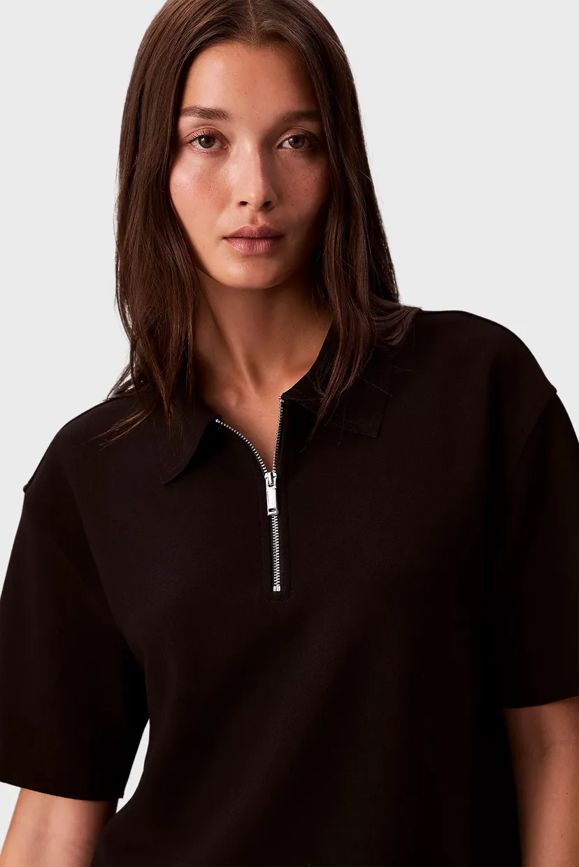 Жіноче чорне поло TAILORED KNIT COLLAR ZIP TOP 4