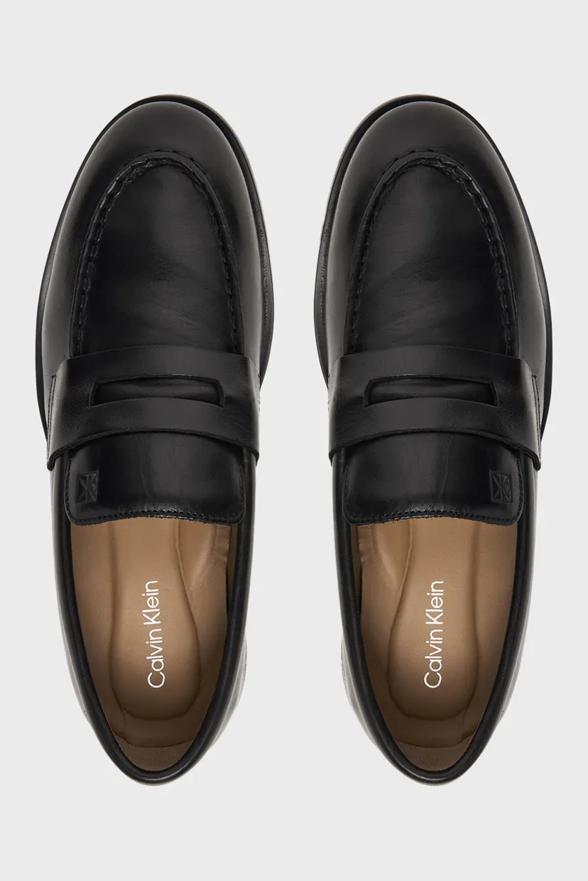 Мужские черные кожаные лоферы ESS RUBBER PENNY LOAFER POL LTH 4