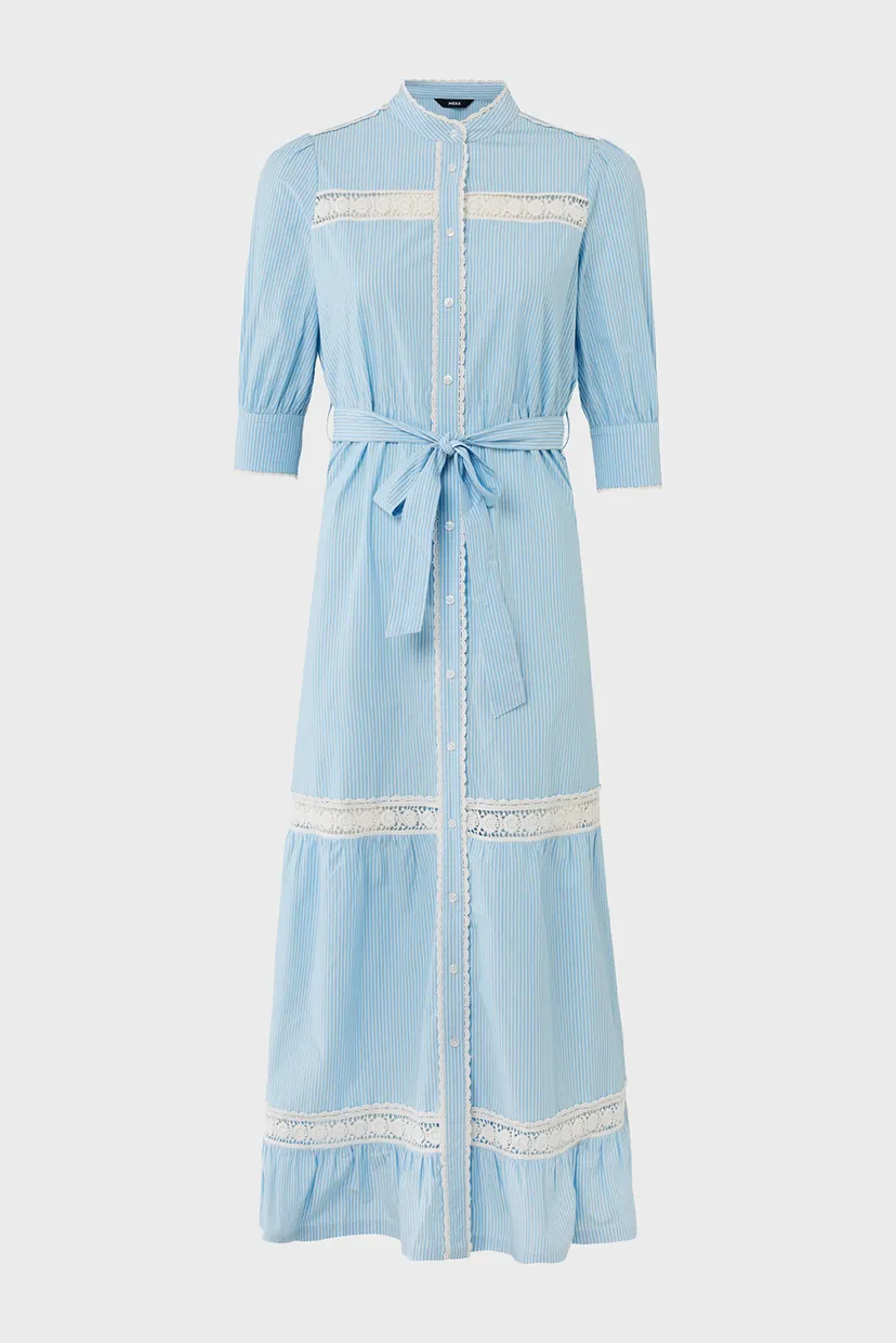 Женское голубое платье в полоску Striped lace dress 4