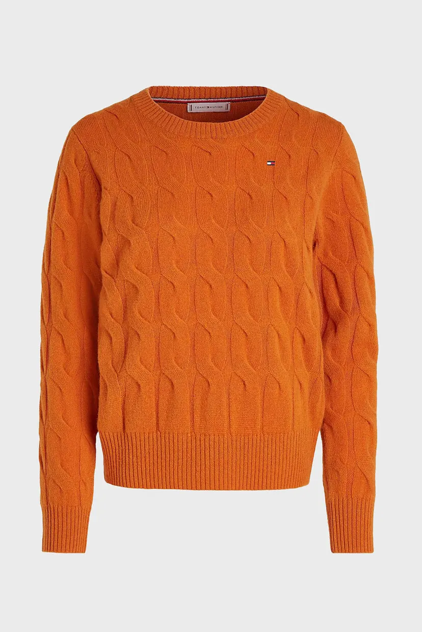 Жіночий помаранчевий вовняний джемпер SOFT WOOL CABLE C-NK LS SWT 5