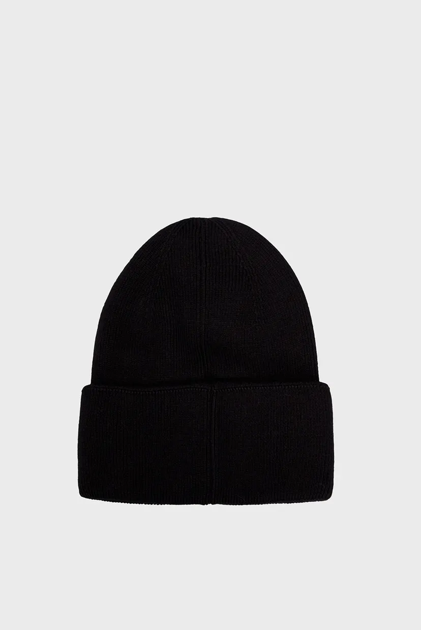 Мужская черная шапка FINE COTTON RIB BEANIE 3