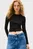 Жіночий чорний лонгслів TJW SLIM ESSENTIAL RIB LS