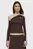 Жіночий коричневий лонгслів T7 Asymmetric Top Women