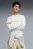 Мужской белый лонгслив в полоску Select Essentials Long Sleeve Tee Men