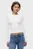 Женский белый лонгслив SLIM SH LETTUCE EDGE RIB LS