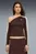 Женский коричневый лонгслив T7 Asymmetric Top Women