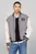 Чоловічий сірий вовняний бомбер LEATHER VARSITY JACKET
